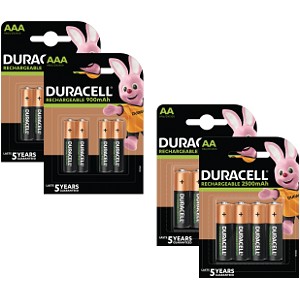 Piles AAA rechargeables Duracell (lot de 4 piles), 900 mAh, NiMH,  pré-chargées, Nos piles rechargeables qui durent le plus longtemps : :  High-Tech